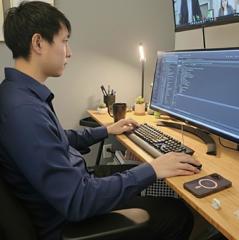 Austin on the computer coding